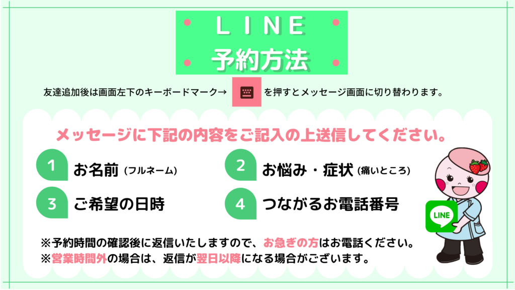 お名前やご相談内容をメッセージにて送信ください